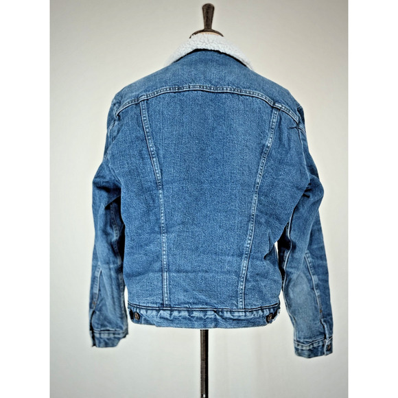 90's Vintage WRANGLER Sherpa Lined Denim Jacket Men's Trucker MEDIUM #0101 - Picture 5 of 16